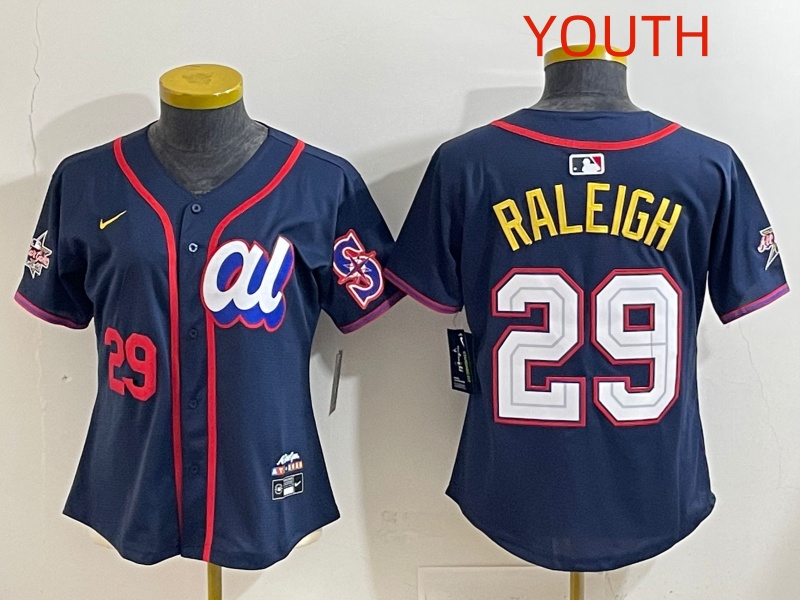 Youth 2025 Seattle Mariners #29 Raleigh dark Blue All star Nike MLB Jersey style 015